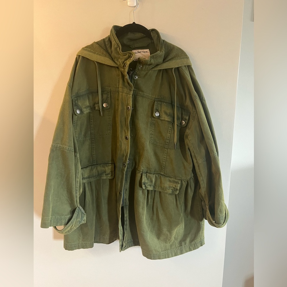 FREE PEOPLE green oversized cargo jacket women's size small
